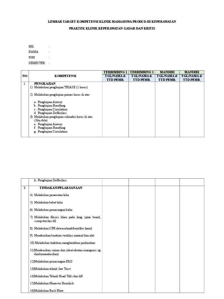Lampiran 10 Lembar Target Kompetensi KRITIS | PDF