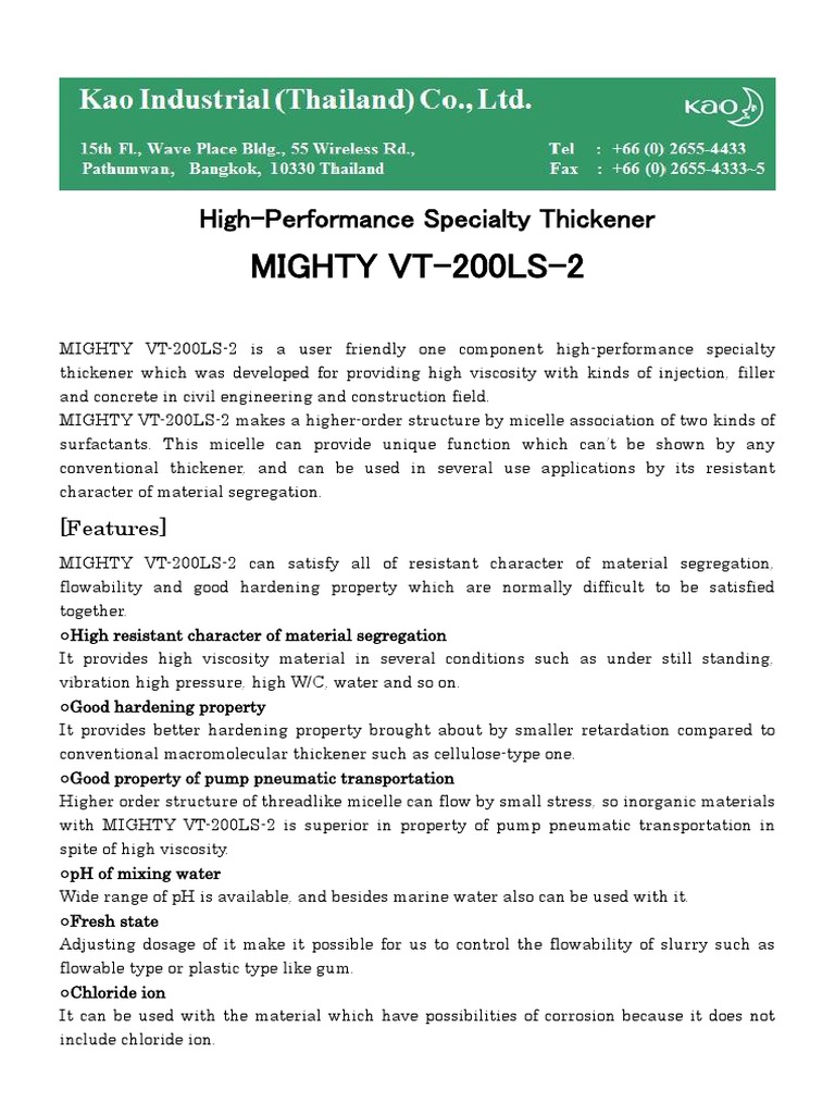 Specialty Thickener for Construction | PDF | Viscosity | Solution