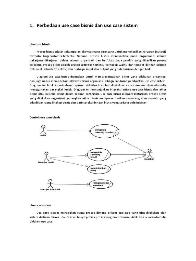 Perbedaan Use Case Bisnis Dan Use Case Sistem | PDF