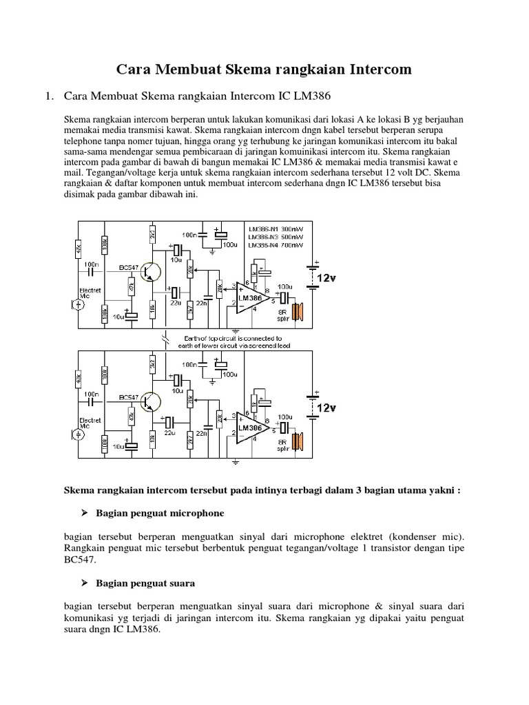 Cara Membuat Skema Rangkaian Intercom | PDF
