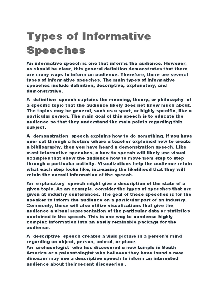  A Informative Speech Informative Speech Thesis Statement Generator 
