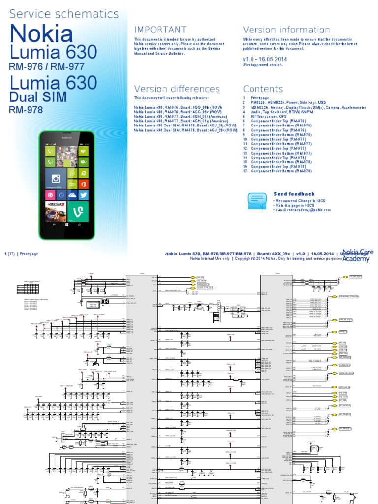 Nokia Lumia 630 Dual SIM RM-976 RM-977 RM-978 Service Schematics v1.0 ...