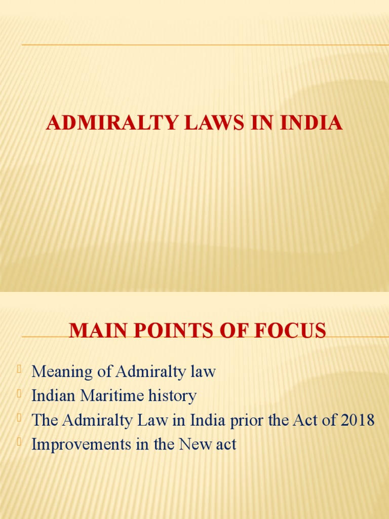 Admirality Laws in India PDF Admiralty Law Jurisdiction