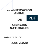 Planificacion Anual Ciencias Naturales Sexto y Septimo Grado