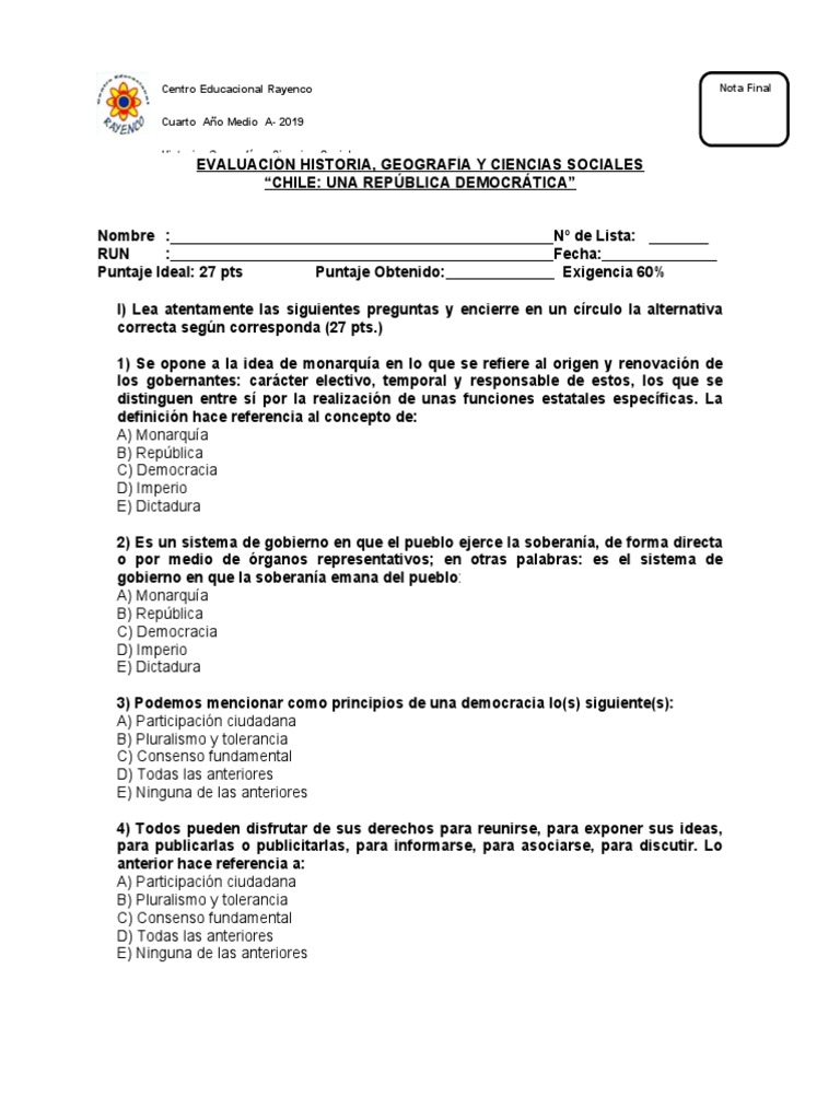 Evaluación de Democracia en Chile | PDF | Democracia | Ideologías políticas