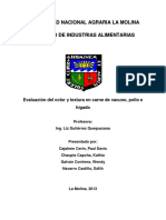 Evaluación color textura carne vacuno pollo hígado UNALM