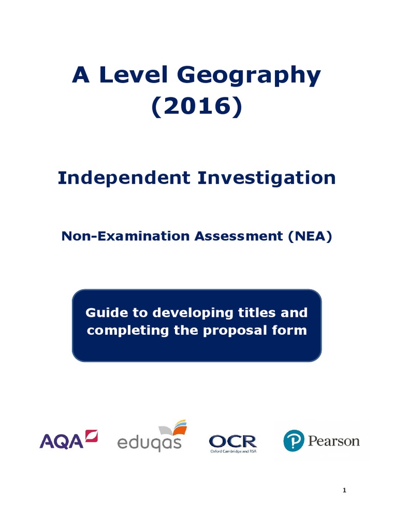A Level NEA Guide To Titles and Proposal Forms PDF Hypothesis