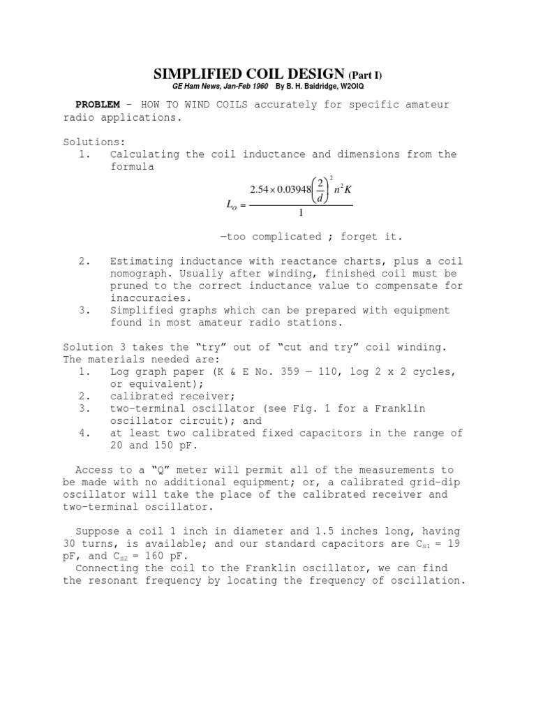 Simplified Coil Design PDF Capacitance Inductor
