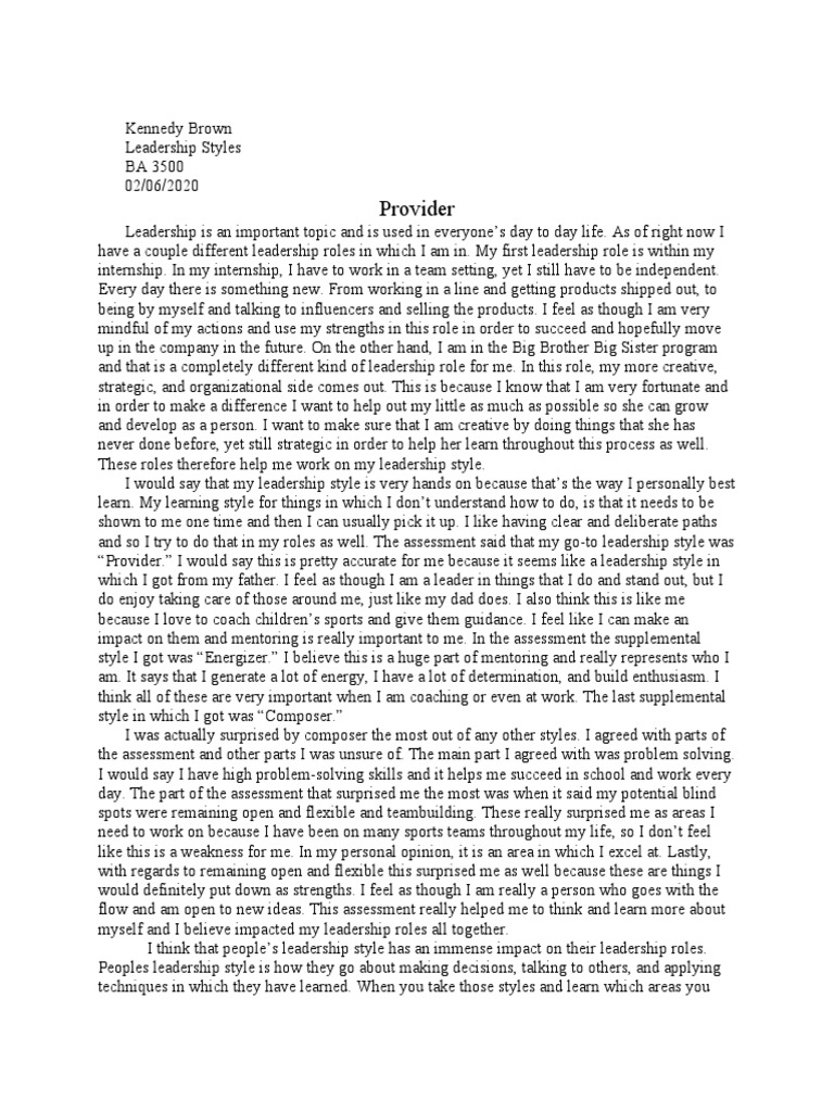 Leadership Essay | PDF | Leadership | Cognitive Science