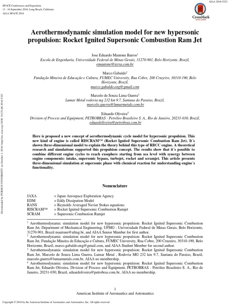 Aerothermodynamic Simulation Model For New Hypersonic | PDF | Rocket ...