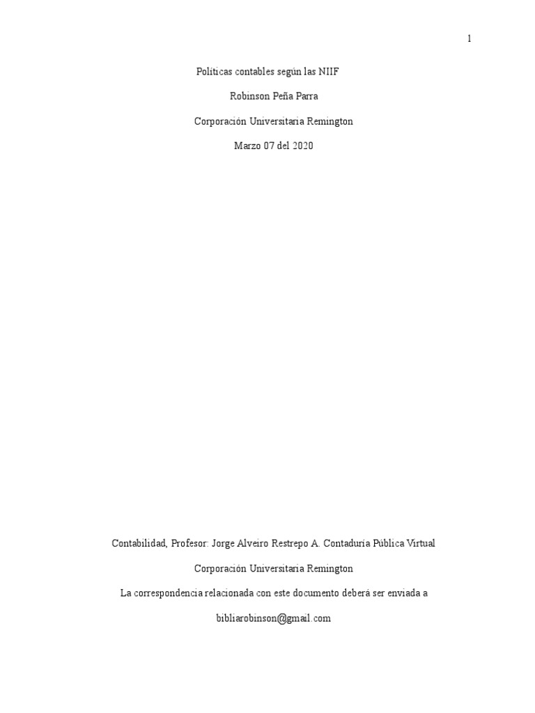 Pol ticas Contables Seg n Las Niif PDF Normas Internacionales De