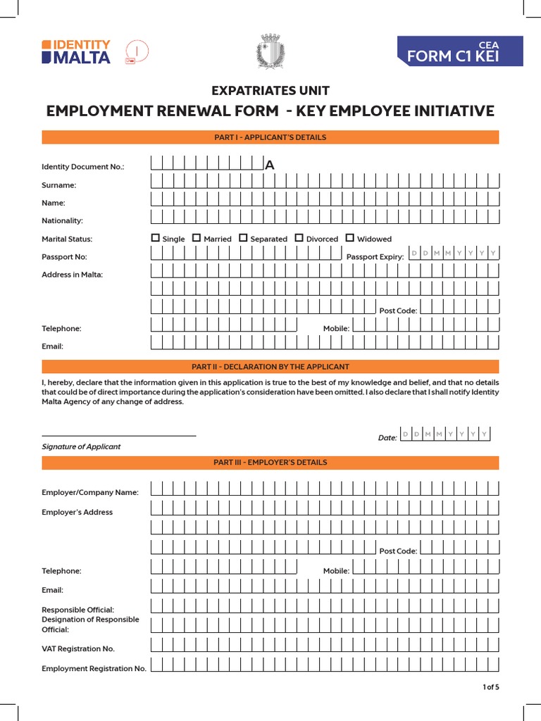 C1 Form Renewal for Key Employees | PDF | Information Privacy | Justice