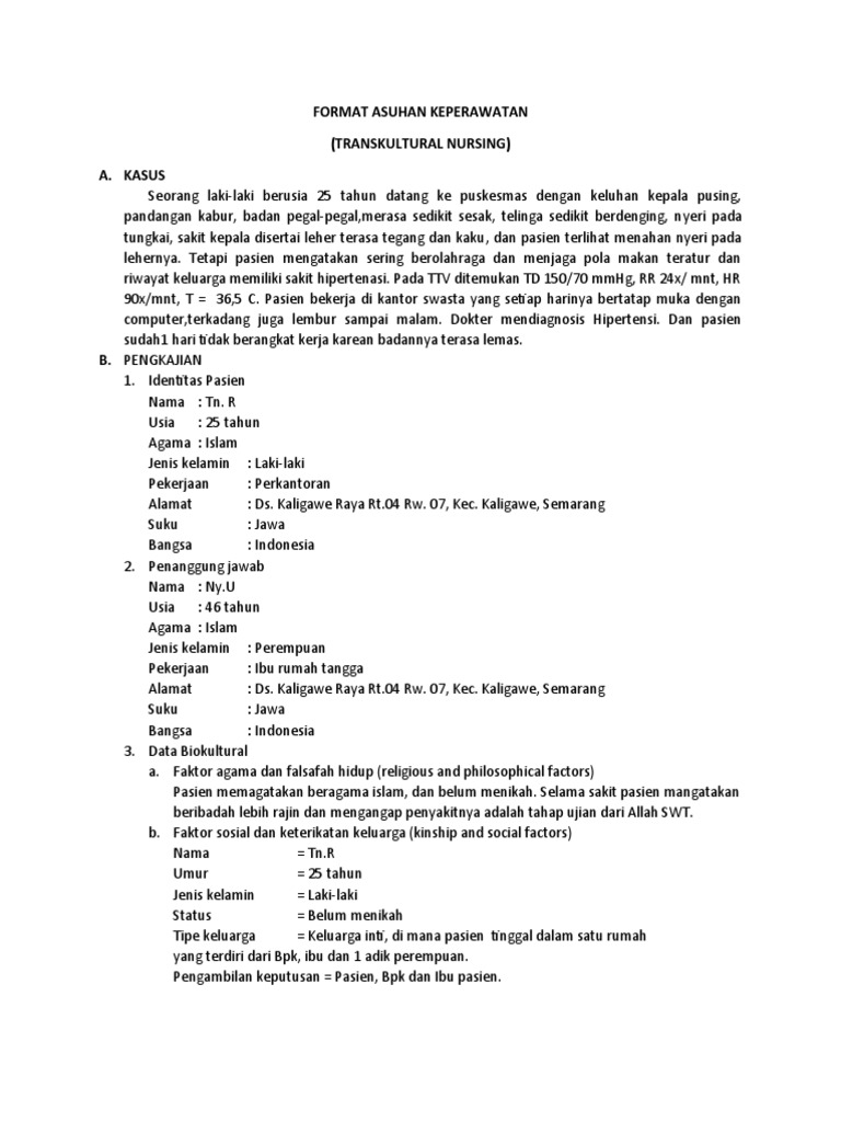 Format Askep Transkultural Nursing