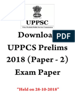 UPPCS Prelims General Studies II CSAT Exam Paper 2018 Held On 29 October 2018 Series D - WWW - Dhyeyaias.com - PDF