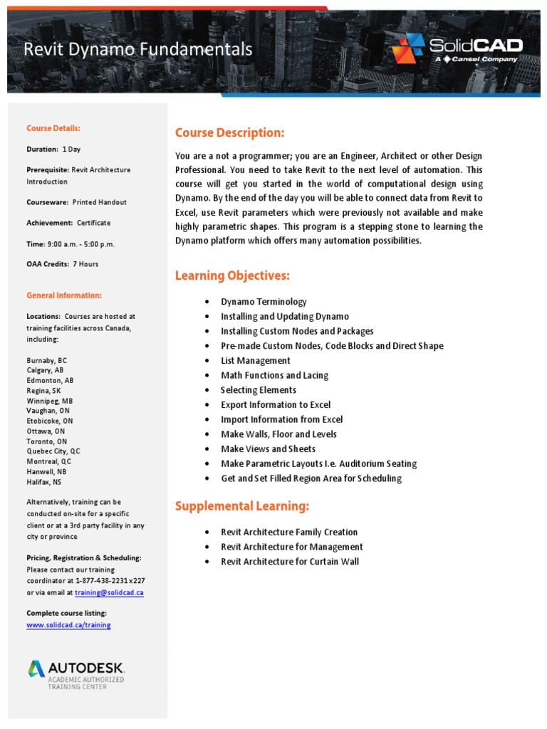 Revit Dynamo Fundamentals Course | PDF | Autodesk Revit | Microsoft Excel