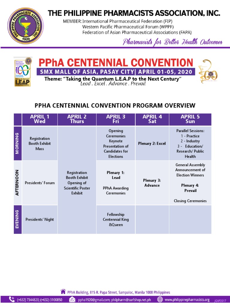 PPhA CENTENNIAL CONVENTION PROGRAM OVERVIEW v2.0