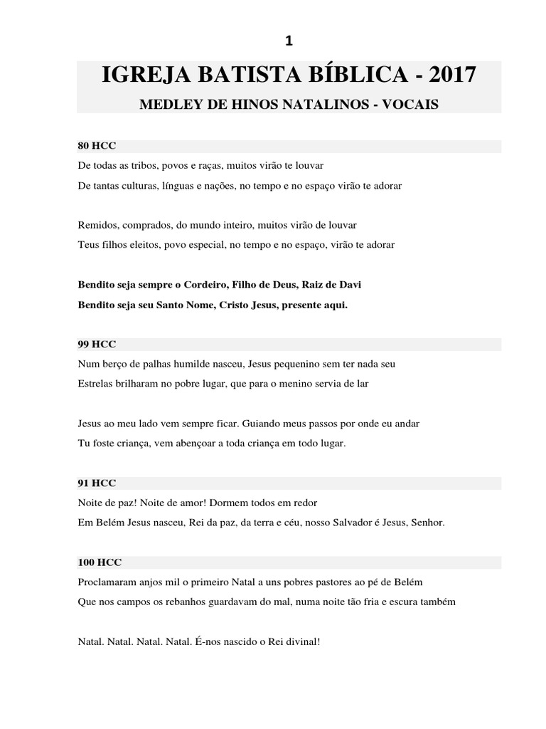 Medley de Hinos Natalinos | PDF | Natal | Céu