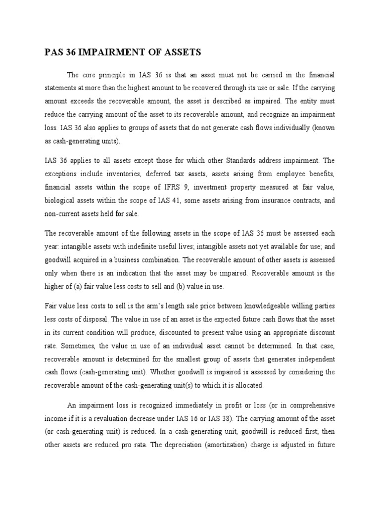 IAS 36: Impairment and Reversal Guidelines | PDF | Intangible Asset ...