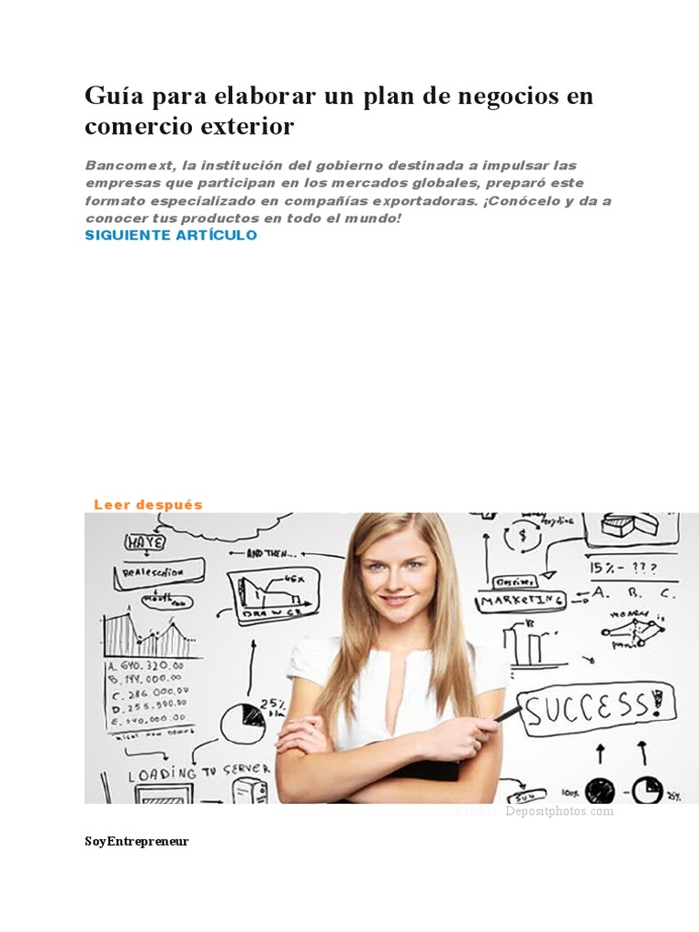 Guía para Elaborar Un Plan de Negocios en Comercio Exterior | PDF ...