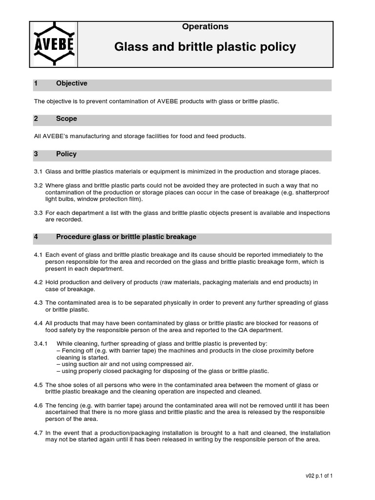 Glass Policy PDF PDF Glasses Plastic