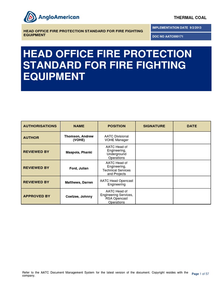 Fire Protection Standard For Fire Fighting Equipment PDF Fire