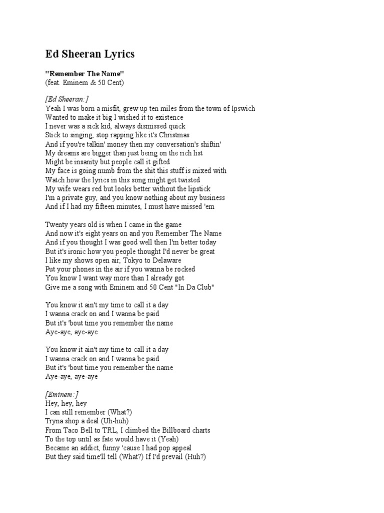 Remember The Name Lyrics Popular Music African American Music