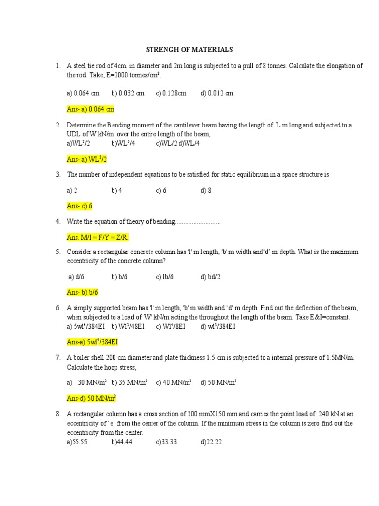 Questions PDF Soil Mechanics Fluid Mechanics