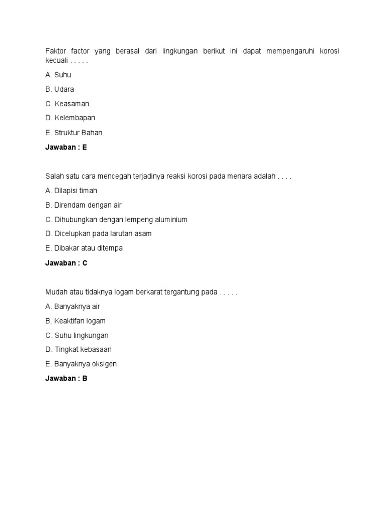 Soal Korosi Pdf