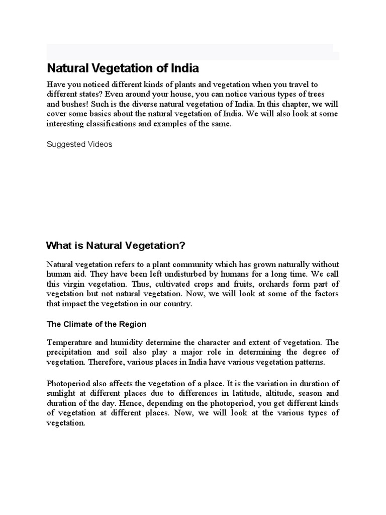 Natural Vegetation of India | PDF | Forests | Rain