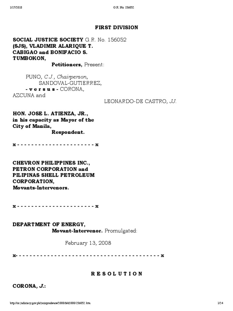 Social justice society v atienza g r no 156052 13 february 2008