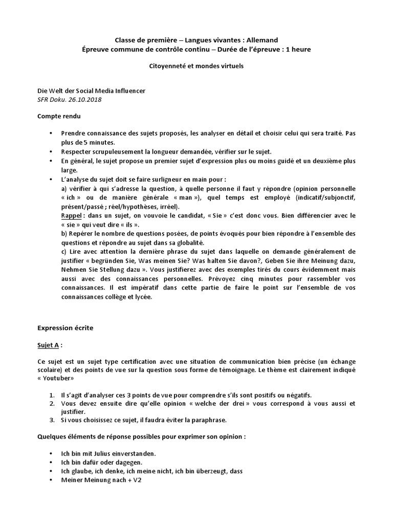 Citoyenneté Et Monde Virtuel Espagnol Corrige Citoyennete Mondes Virtuels Allemand | PDF | Grammaire | Sciences  cognitives