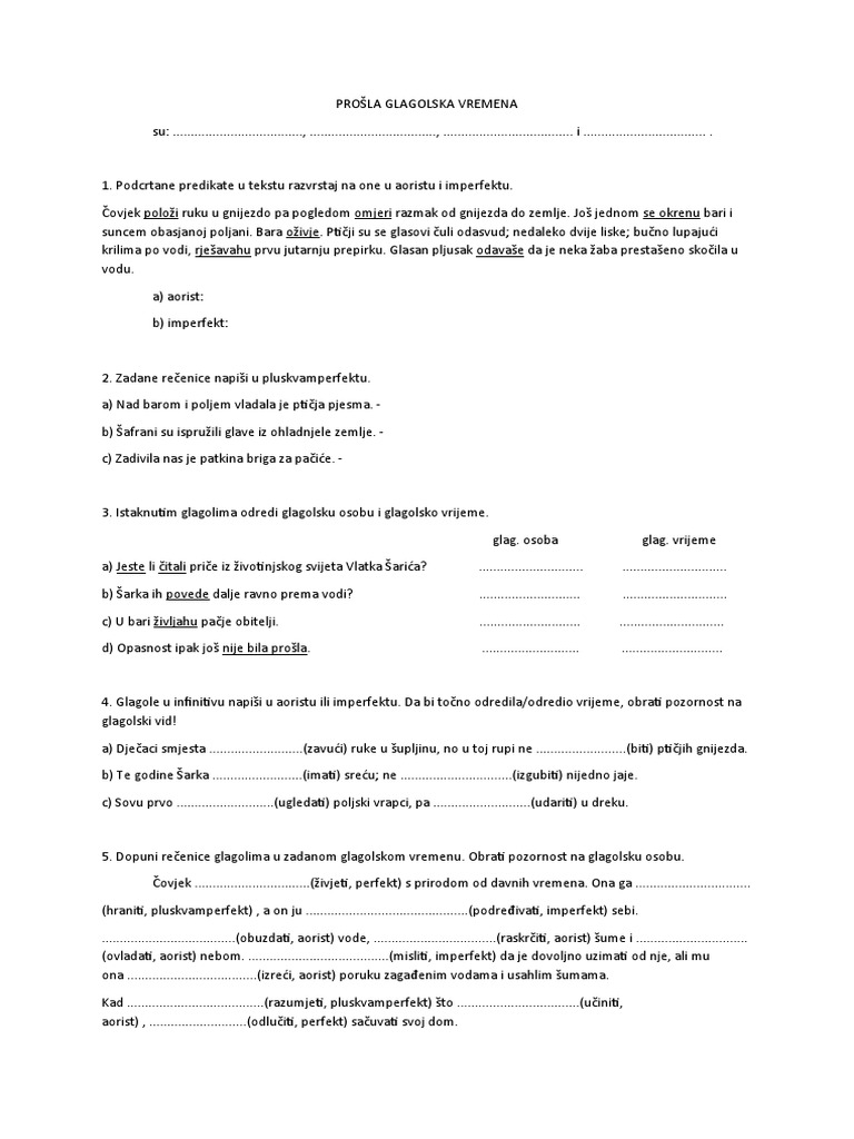 PROŠLA GLAGOLSKA VREMENA | PDF