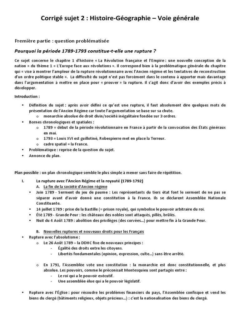 La Métropolisation Un Processus Mondial Différencié Question Problématisée Correction Histoire Geo Voie G Sujet2 | PDF | Règne de la terreur |  Gouvernement