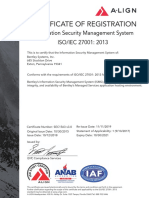 ISO Bentley Systems Inc ISO 27001 Certificate 2019 With Signature