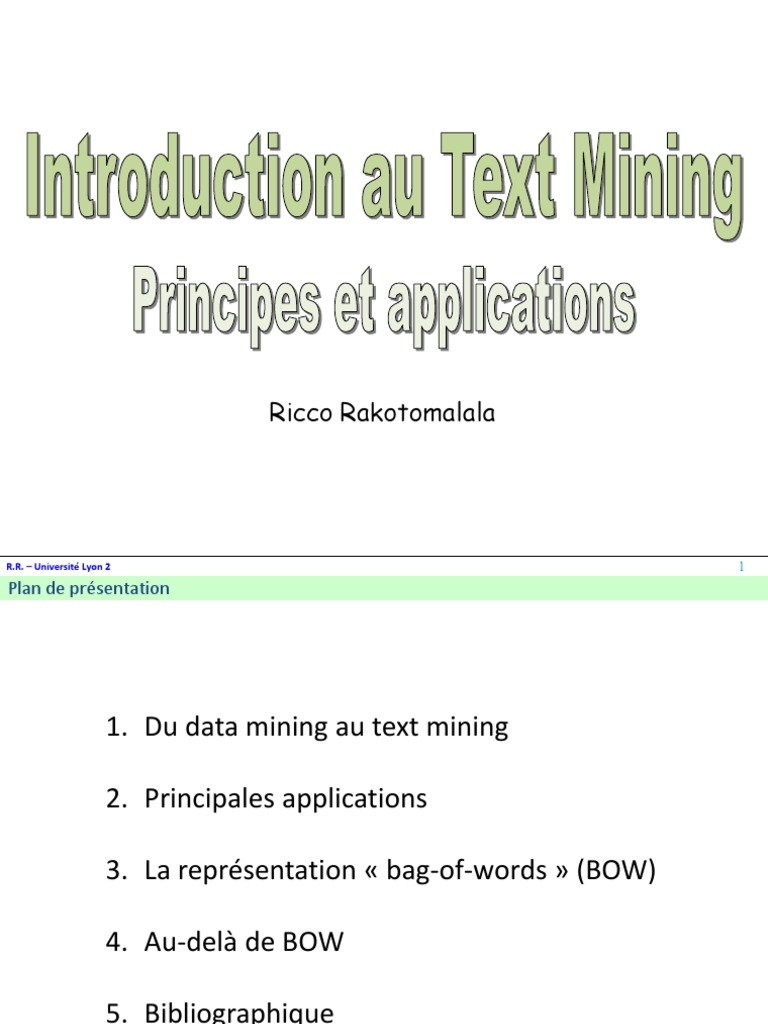 Introduction au Text Mining | PDF | Recherche d'information | Minage ...