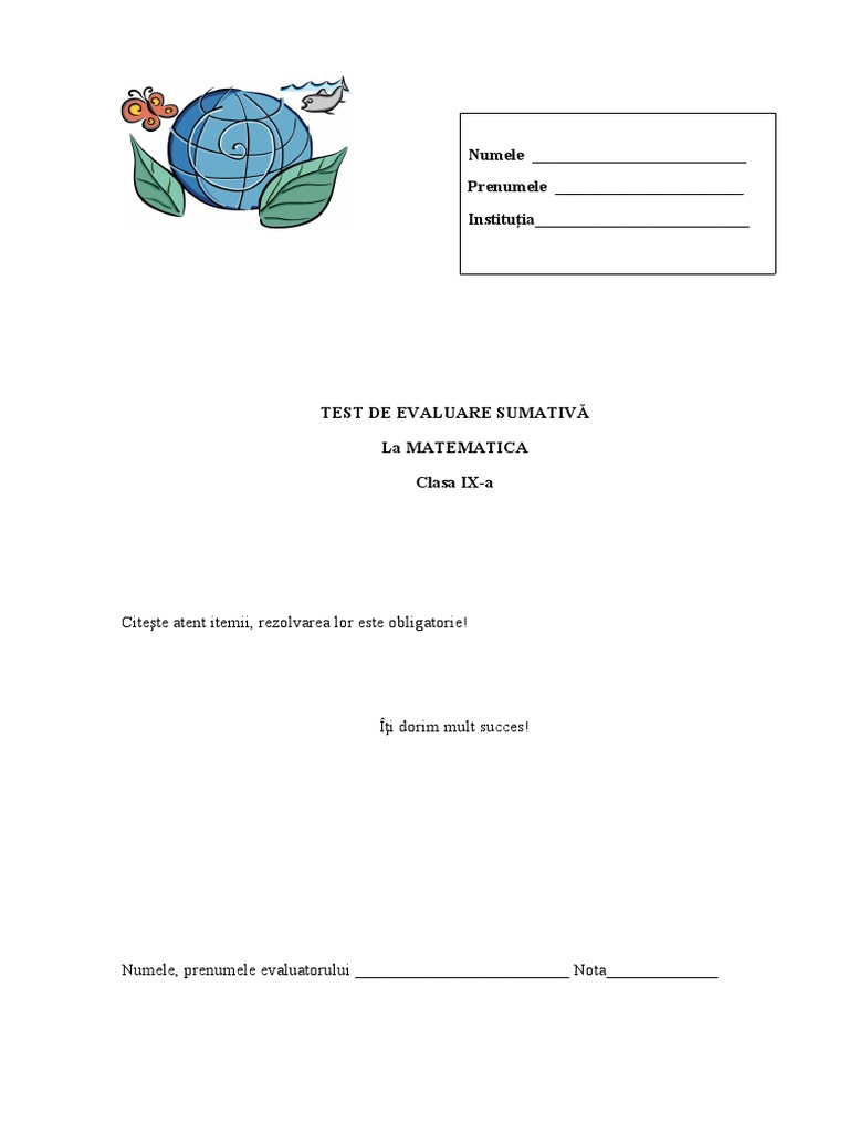 Test Matematica Clasa Ix 27.111 | PDF