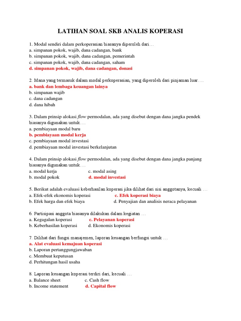 Latihan Soal Skb Analis Koperasi