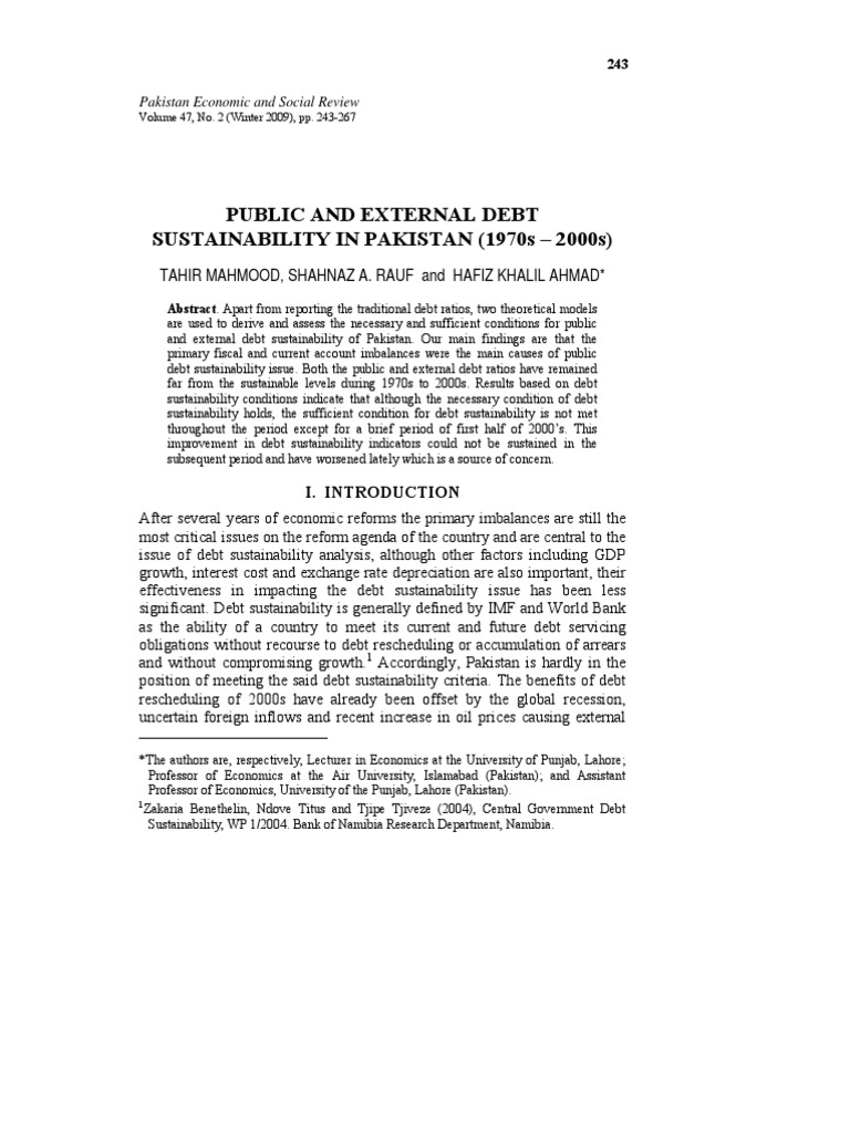 7 TAHIR Public and External Debt Sustainability | PDF | Government Debt ...