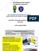 Plan de estudios taller proyecto de grado