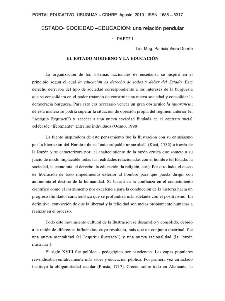 Educación y Sociedad en la Modernidad | PDF | Modernidad | Era de ...