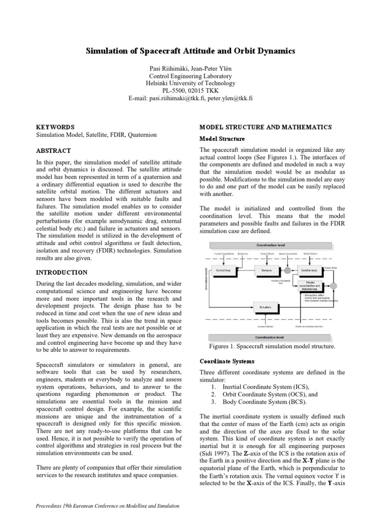 Simulation of Spacecraft Attitude and Orbit Dynamics | PDF | Attitude ...