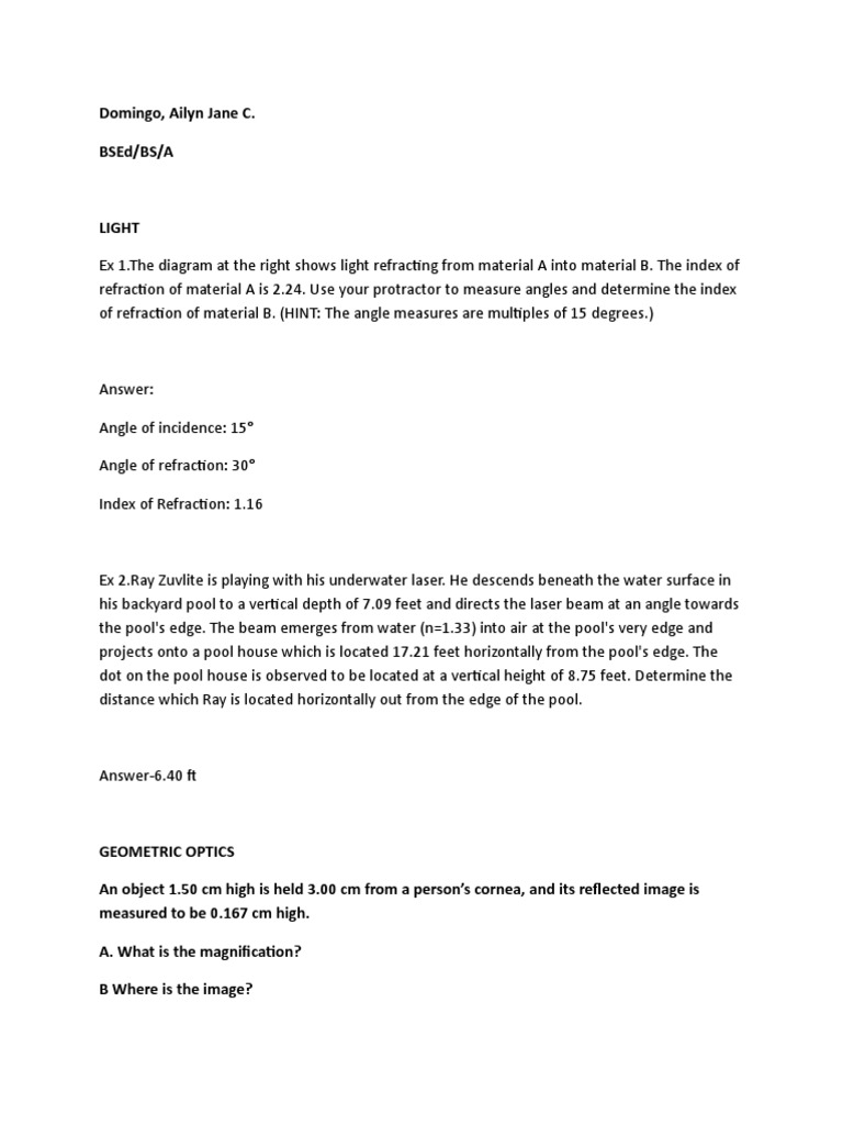 Physics Pdf Refraction Applied And Interdisciplinary Physics