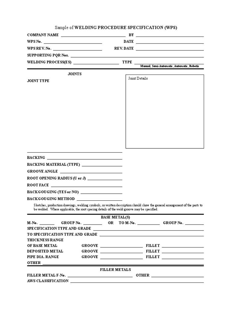 WPS (Welding Procedure Specification) Word | PDF