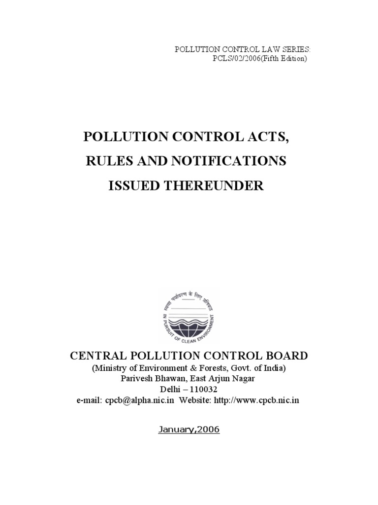 Pollution Control Acts & Rules Guide | PDF | Pollution | Environmental ...