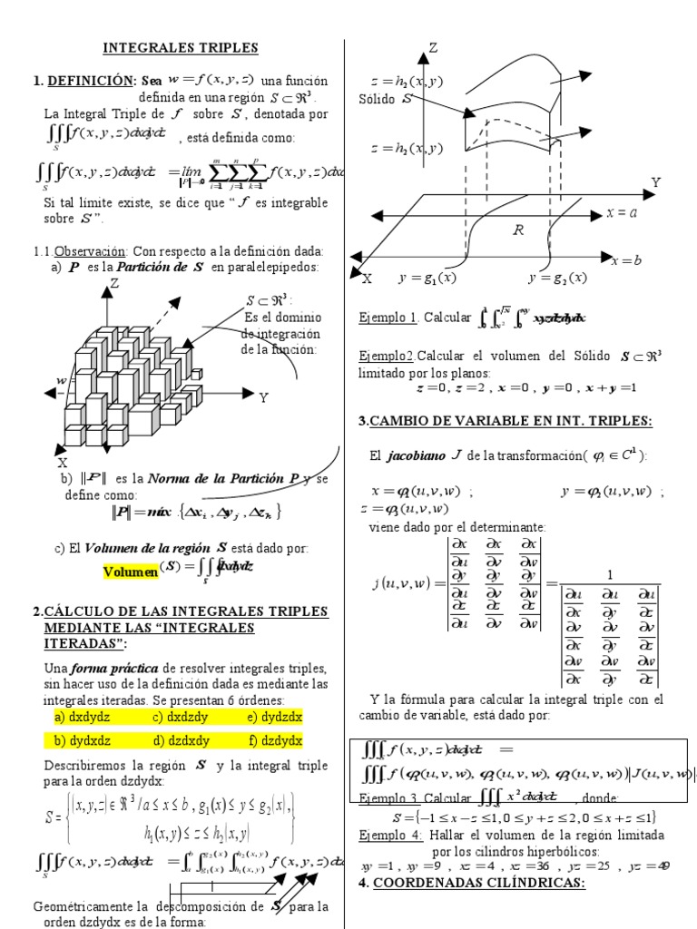 Integrales Triples y Métodos de Cálculo | PDF | Integral | Objetos ...