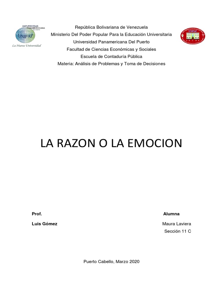 Emoción vs. Razón en Decisiones | PDF | Las emociones | Razón