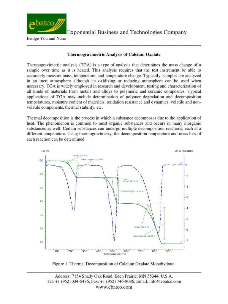 TGA Analysis of Calcium Oxalate Decomposition | PDF | Thermogravimetric ...