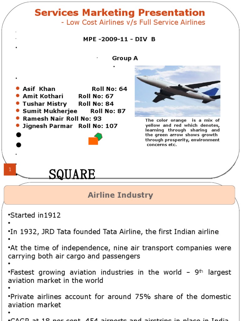 Services Presentation (Low Cost Carriers Vs Full Service Airlines) PDF Airlines Business