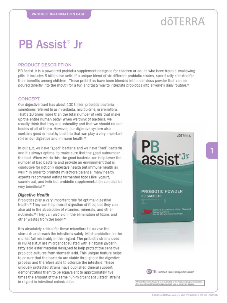 Doterra PB Assist Junior | PDF | Probiotic | Gastrointestinal Tract