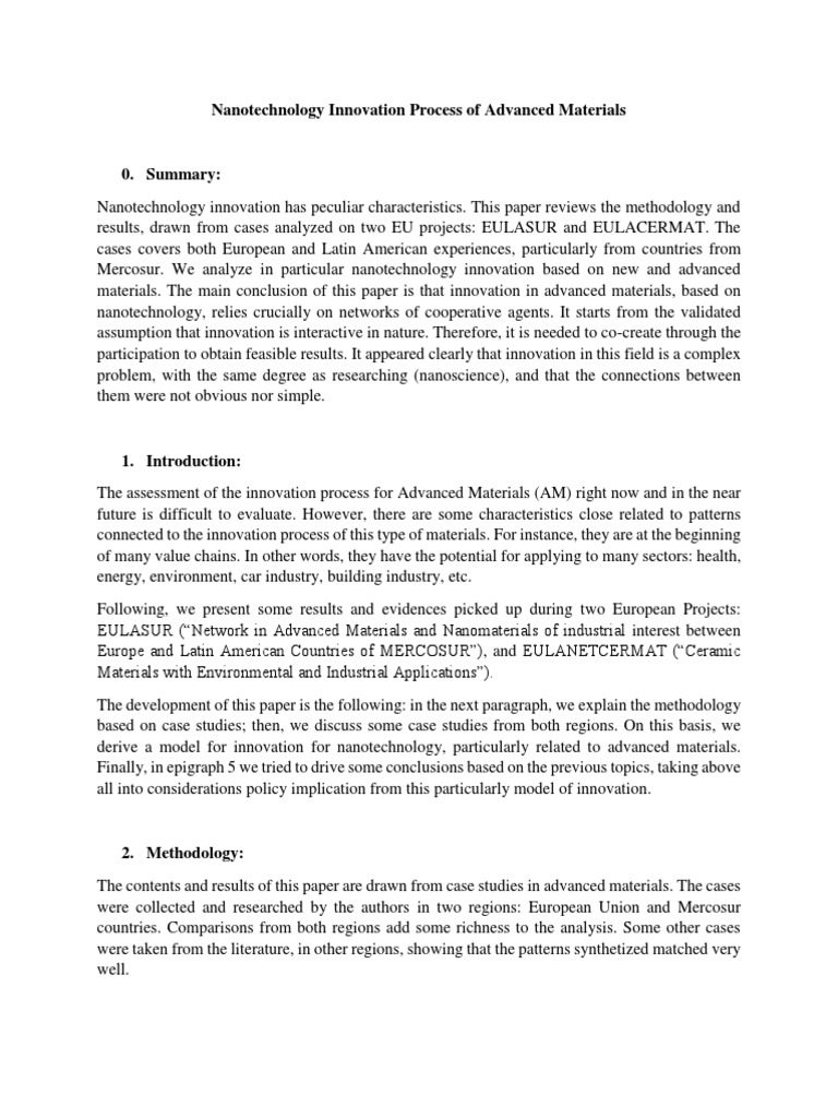 Nanotechnology Innovation Process of Advanced Materials | PDF ...